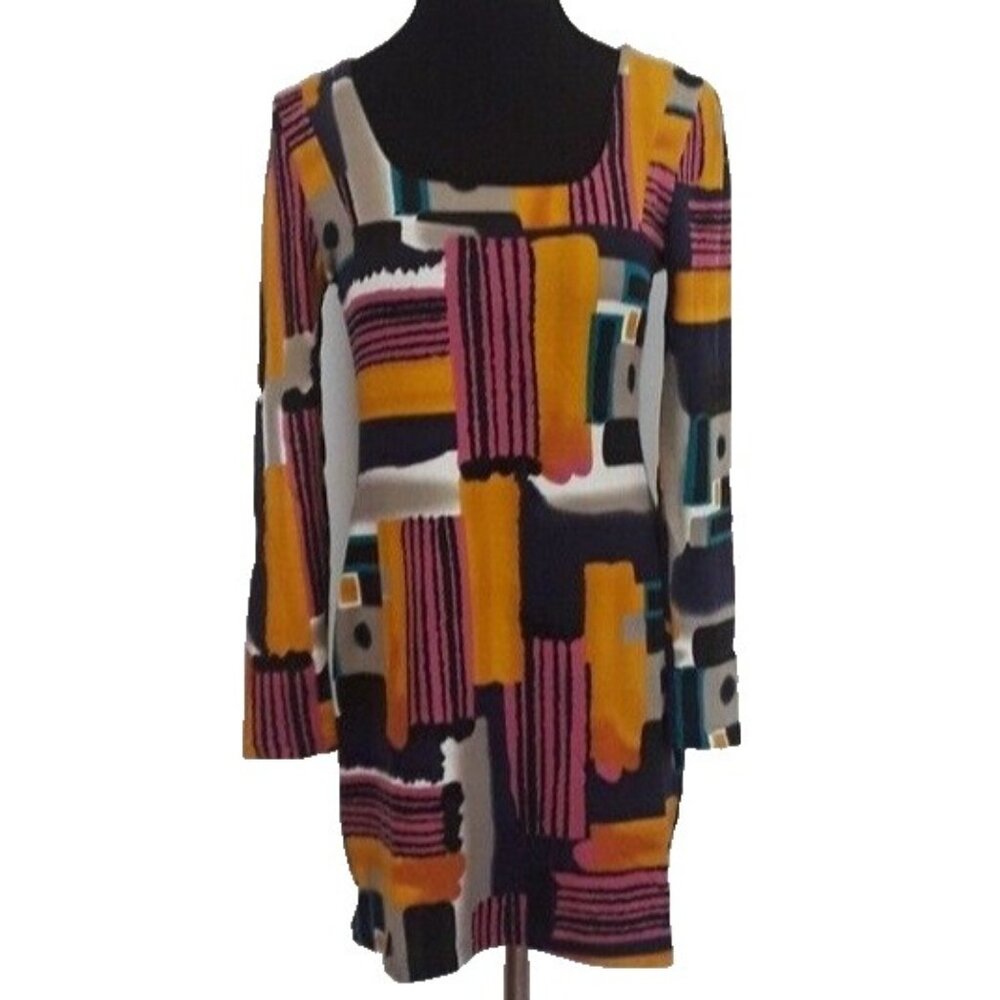 Aryeh Womens Sweater Dress Small Multi Abstract Long Sleeve Mini BOHO NWT
